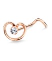 Stony Heart Shaped Silver Curved Nose Stud NSKB-735